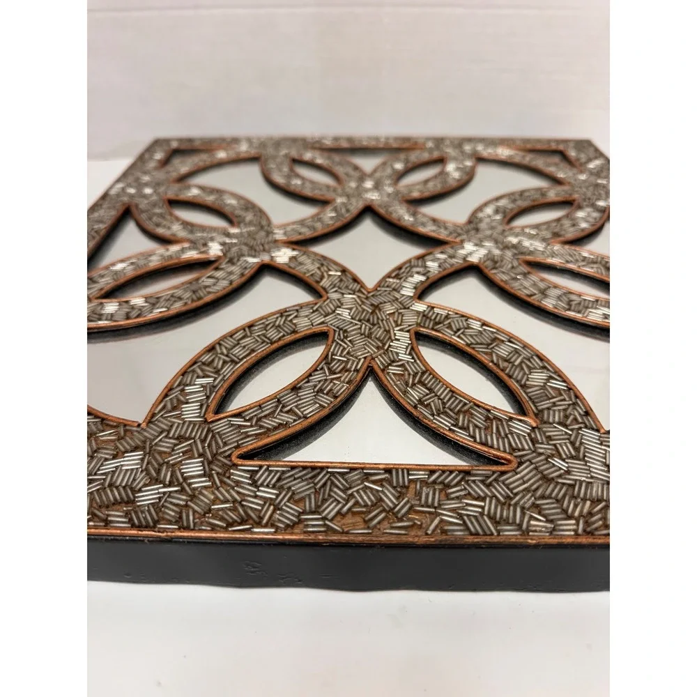 Pier 1 One Imports Mirror Square Seed Beaded Gold 14